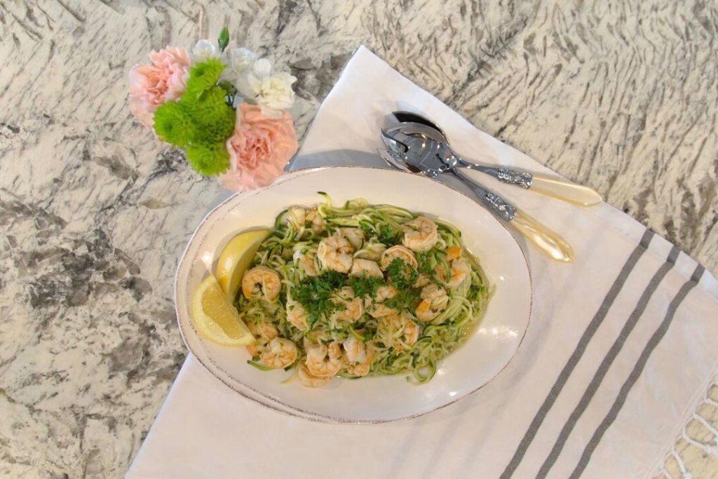 Zoodles and Garlic Shrimp